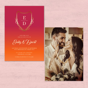 Vibrant Summer Wedding Monogram Photo Save The Date