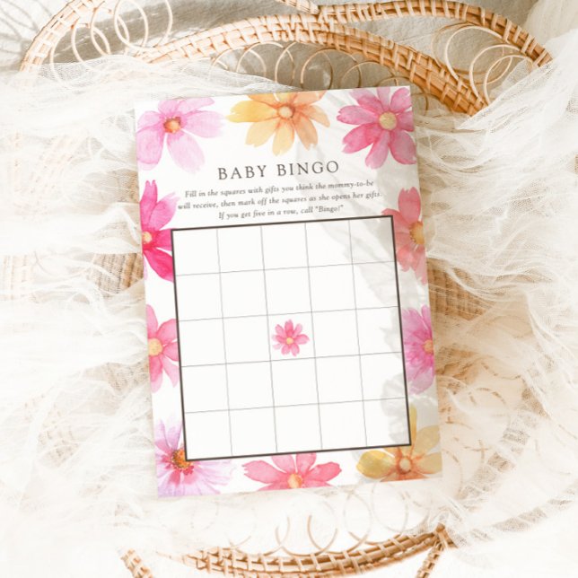 Vibrant Summer Wildflower Baby Bingo Game Card (Creator Uploaded)