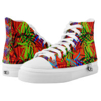 Vibrant Summery Tropical Leafy Print High-Top Sneakers