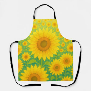Vibrant Sunflower Field Pattern Apron