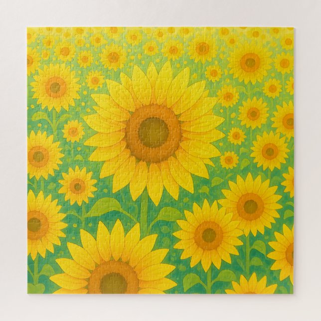 Vibrant Sunflower Field Pattern Jigsaw Puzzle (Vertical)