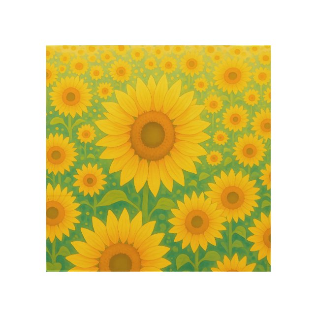 Vibrant Sunflower Field Pattern Wood Wall Art (Front)