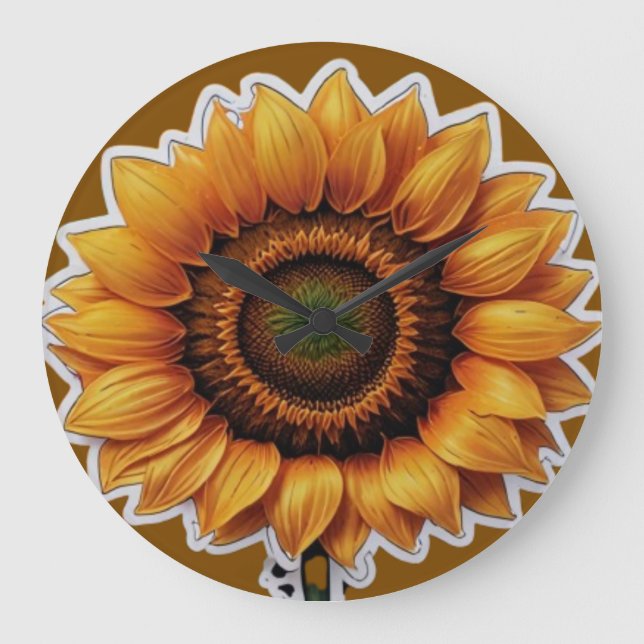 Vibrant Sunflower Illustration Design  Large Clock (Front)