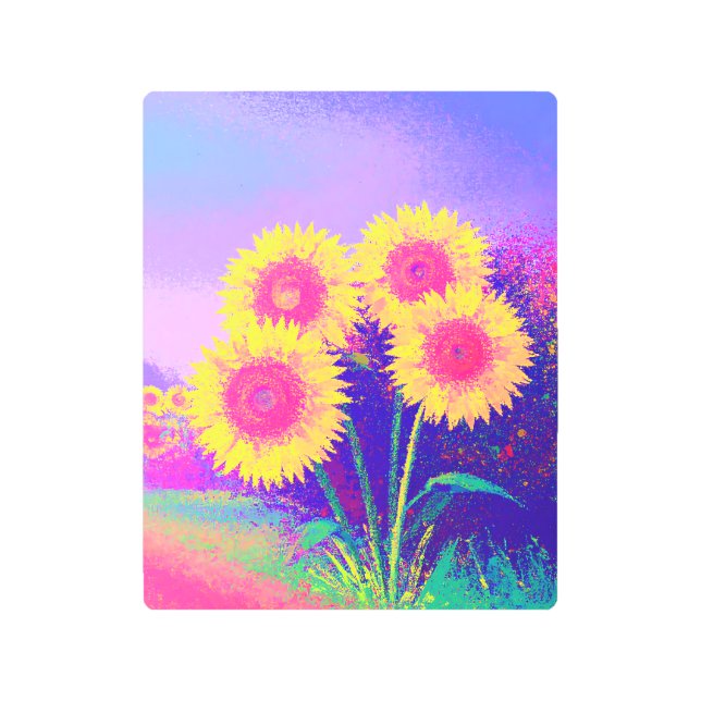 Vibrant Sunflower Landscape Metal Print (Front)