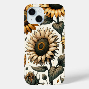 Vibrant Sunflower Pattern iPhone 15 Case