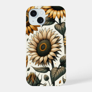 Vibrant Sunflower Pattern iPhone 15 Case