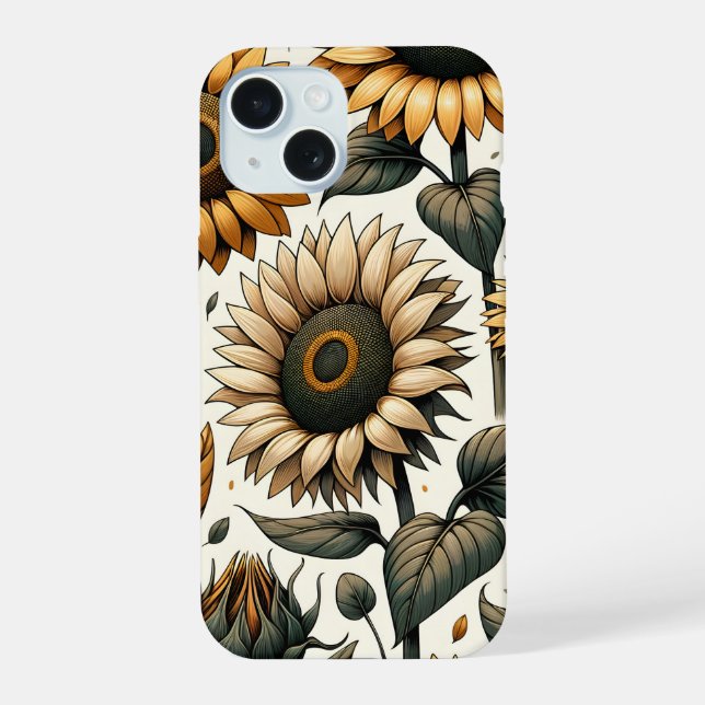Vibrant Sunflower Pattern Iphone Case (Back)