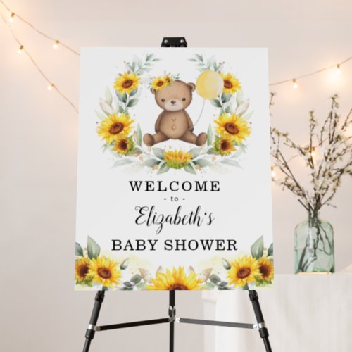 Vibrant Sunflower Teddy Bear Greenery Welcome Foam Board