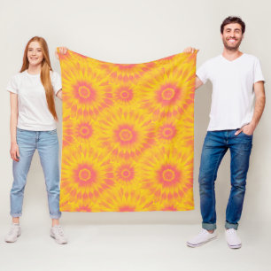 Vibrant Sunflower Tie-Dye Art Fleece Blanket