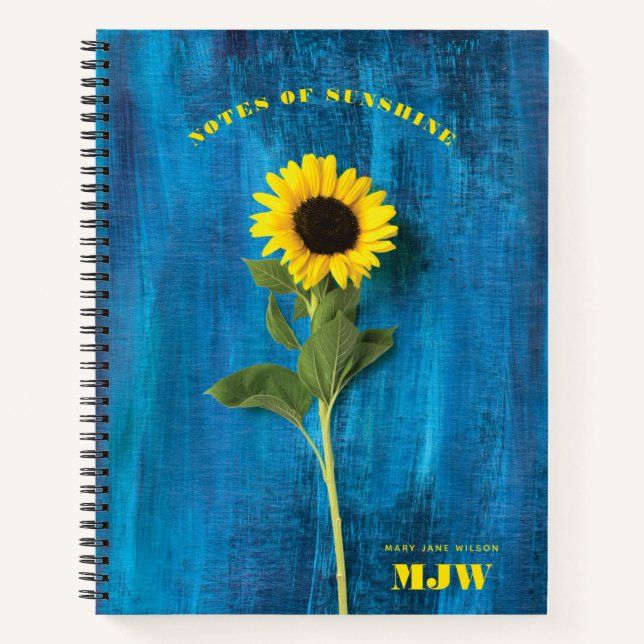 Vibrant Sunflower Yellow & Blue Notebook (Front)