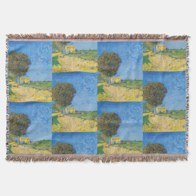 Vibrant Sunny Path & Yellow House by Van Gogh Throw Blanket (Front)