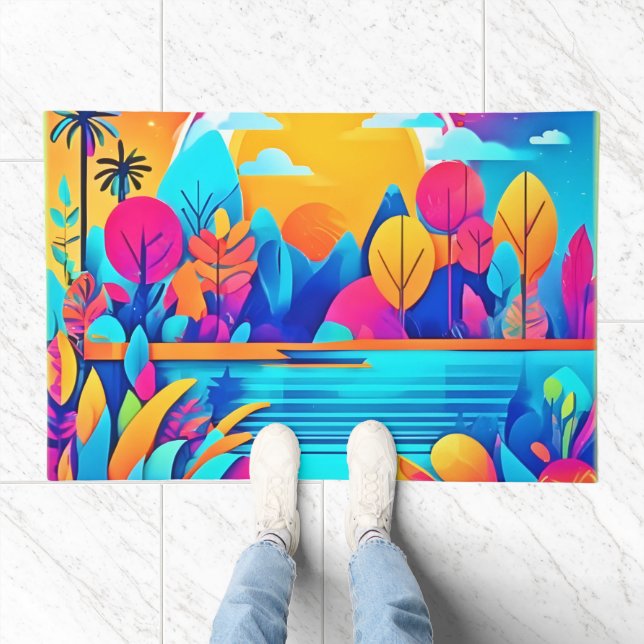 Vibrant Sunrise Landscape Doormat (Indoor)