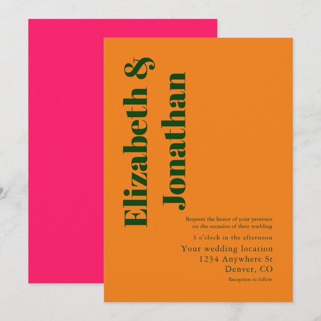 Vibrant Sunrise Minimalist Mix & Match Wedding Invitation (Front/Back)