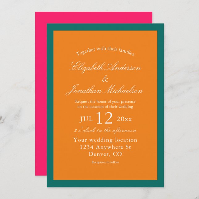 Vibrant Sunrise Minimalist Mix & Match Wedding Invitation (Front/Back)