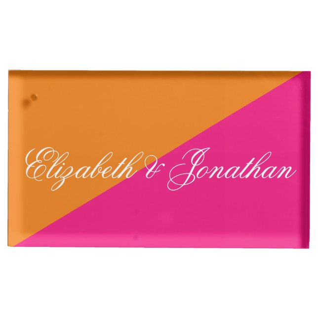 Vibrant Sunrise Minimalist Mix & Match Wedding Place Card Holder (Front)