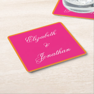 Vibrant Sunrise Minimalist Mix & Match Wedding Square Paper Coaster