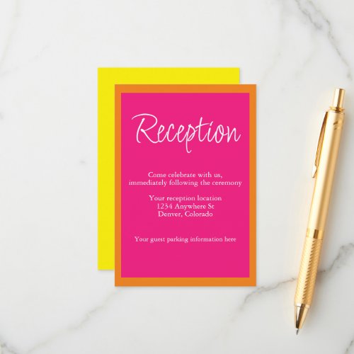 Vibrant Sunrise Mix  Match Wedding Reception Enclosure Card