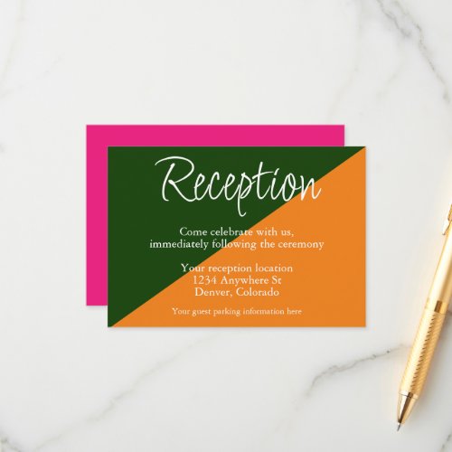 Vibrant Sunrise Mix  Match Wedding Reception Enclosure Card