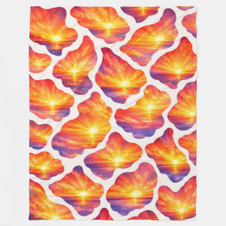 Vibrant Sunrise Ocean Pattern Fleece Blanket