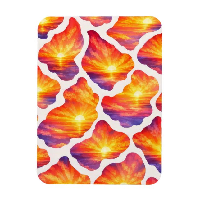 Vibrant Sunrise Ocean Pattern Magnet (Vertical)