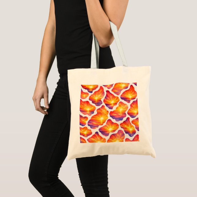 Vibrant Sunrise Ocean Pattern Tote Bag (Front (Product))