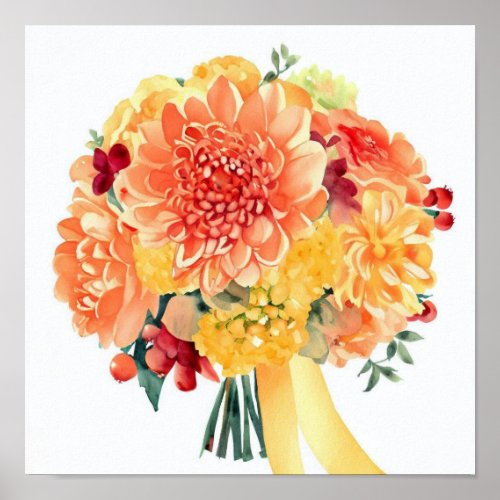 Vibrant Sunset Attendants Bouquet B Poster