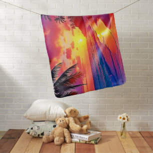 Vibrant Sunset Beach Dream Design Baby Blanket