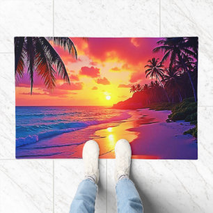 Vibrant Sunset Beach Dream Design Doormat