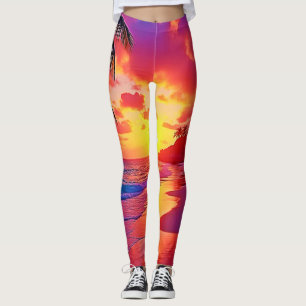 Vibrant Sunset Beach Dream Design Leggings