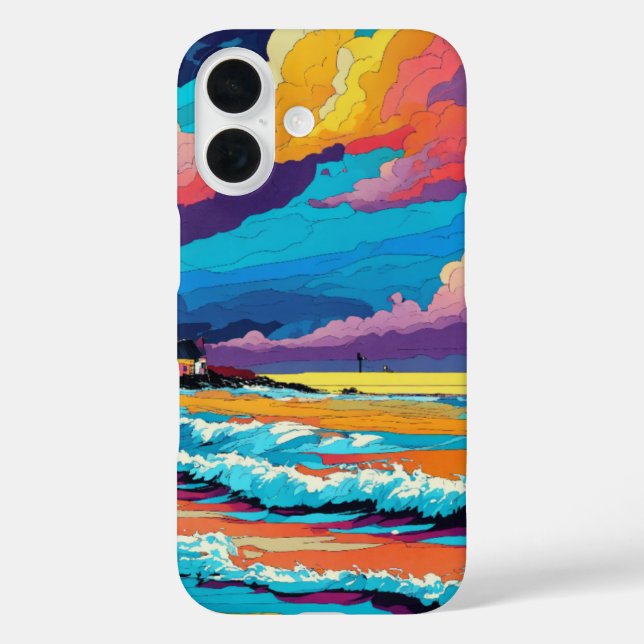 Vibrant Sunset Beach Waves Artistic Design Case-Mate iPhone Case (Back)