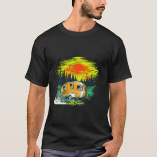 Vibrant Sunset Camping Scene Graphic T-shirt