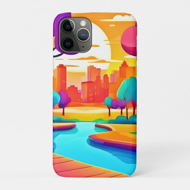 Vibrant Sunset City Park Case-Mate iPhone Case (Back)
