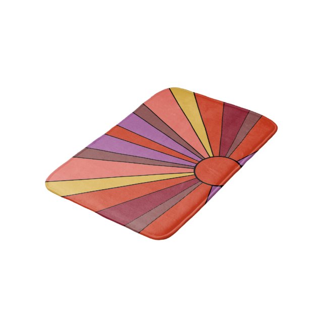 Vibrant Sunset Design Bathroom Mat (Angled)
