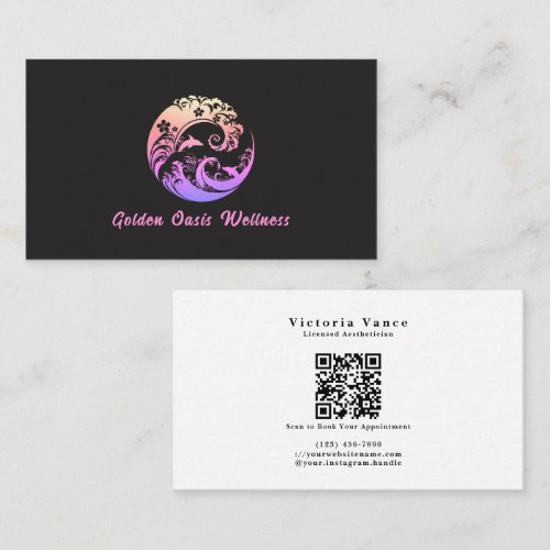 Vibrant Sunset Dolphin Wave Spa Esthetician Business Card