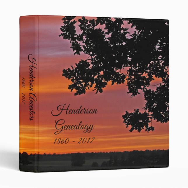Vibrant Sunset Genealogy 3 Ring Binder (Front/Spine)