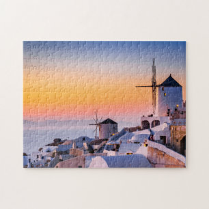 Vibrant sunset in Oia, Santorini Jigsaw Puzzle
