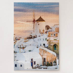 Vibrant sunset in Santorini Greece Jigsaw Puzzle