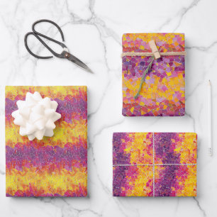 Vibrant Sunset-Inspired Stained Glass Mosaic Wrapping Paper Sheets