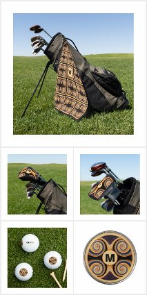 Vibrant Sunset Modern Fractal Golf Supplies