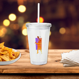 Vibrant Sunset Modern Tech Graduation Acrylic Tumbler