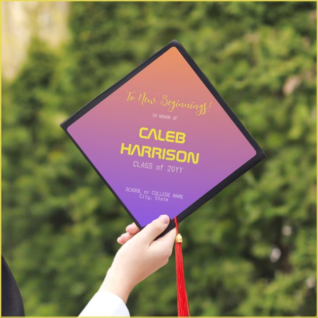 Vibrant Sunset Modern Tech Graduation Graduation Cap Topper (Creator Uploaded)