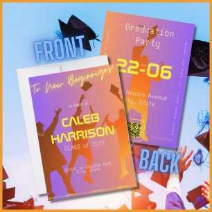 Vibrant Sunset Modern Tech Graduation Invitation