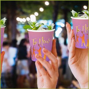 Vibrant Sunset Modern Tech Graduation Paper Cups