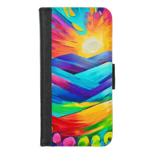 Vibrant Sunset Mountain Art Print iPhone 8/7 Wallet Case