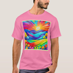 Vibrant Sunset Mountain Art Print T-Shirt