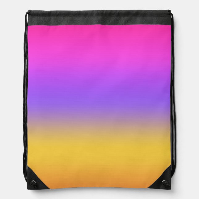 Vibrant Sunset Ombre Gradient Design Drawstring Bag (Front)
