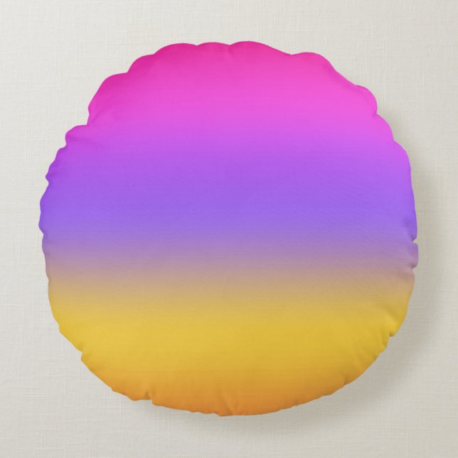 Vibrant Sunset Ombre Gradient Design Round Pillow (Front)