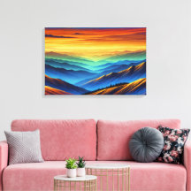 Vibrant Sunset Over Colorful Mountain Ranges