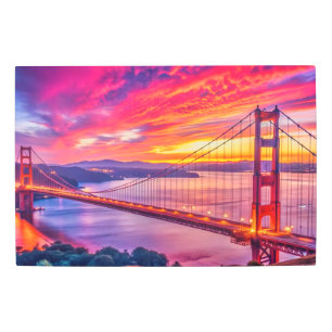 Vibrant Sunset over The Golden Gate Brudge Metal Print