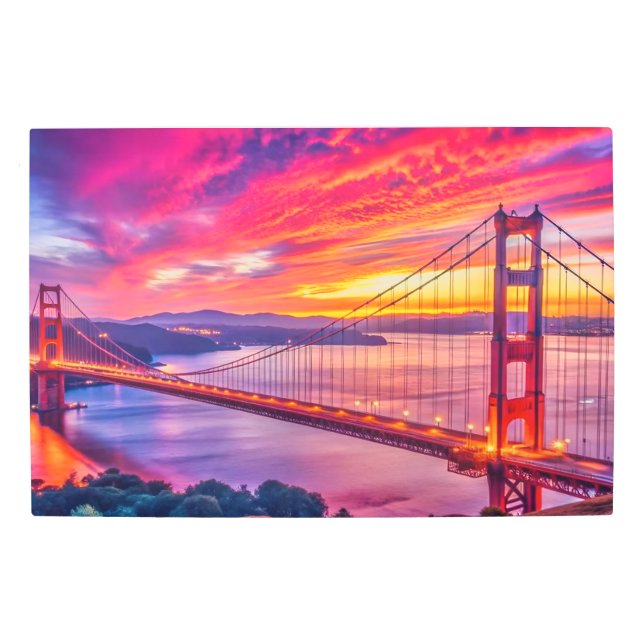 Vibrant Sunset over The Golden Gate Brudge  Metal Print (Front)